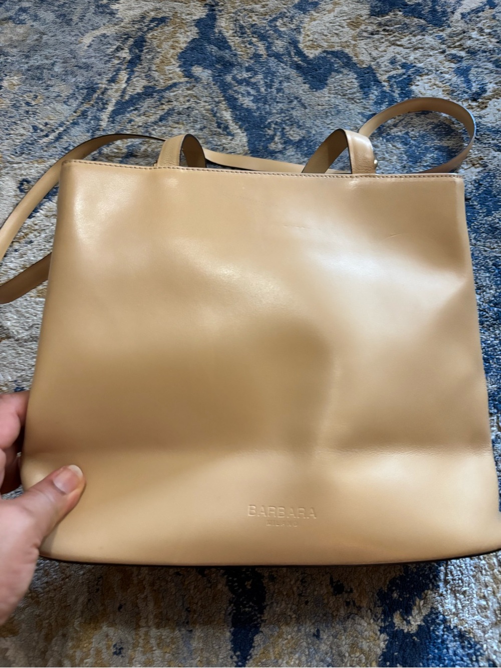 Beige Leather Tote Bag